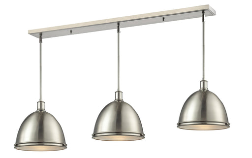 Mason 3 Light 55" Linear Pendant, Metal Shades in Brushed Nickel