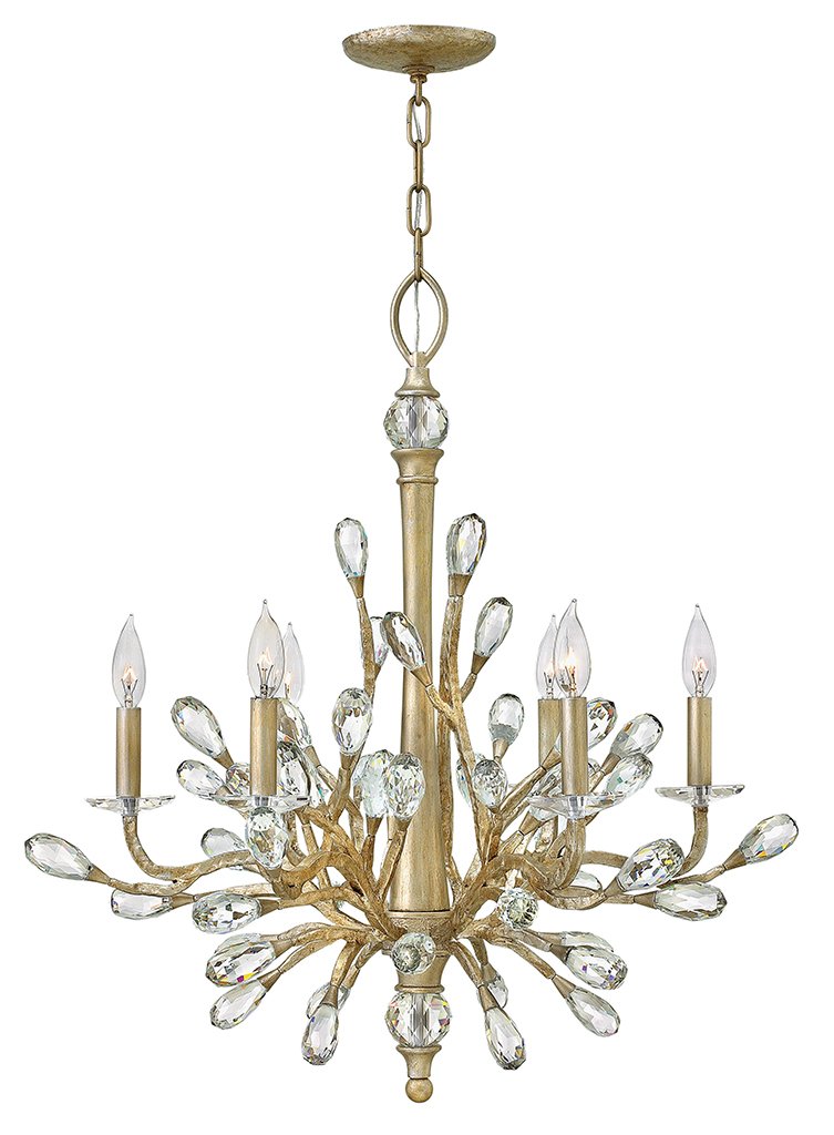 Eve 6-Light 26" Chandelier in Champagne Gold