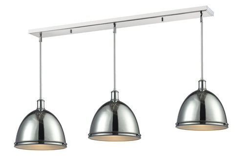 Mason 3 Light 55" Linear Pendant, Glass & Metal Shades in Chrome Steel