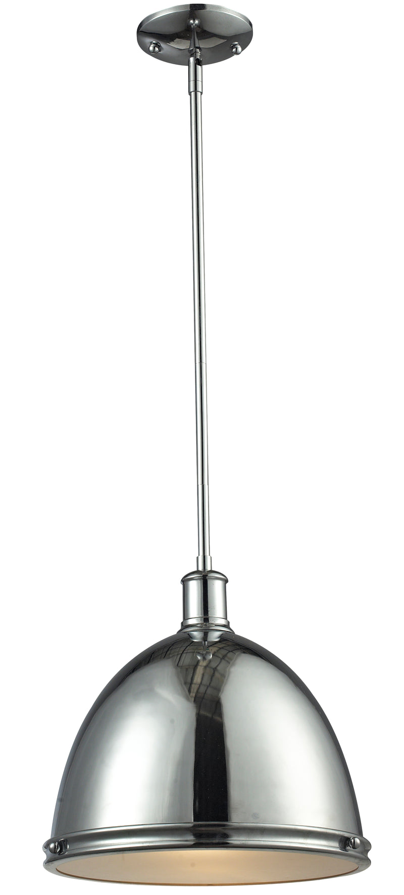 Mason 1 Light 13" Pendant, Glass & Metal Shades in Chrome Steel