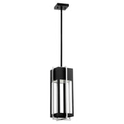 Al Fresco 18" LED Outdoor Pendant in Textured Black / Brushed Aluminum