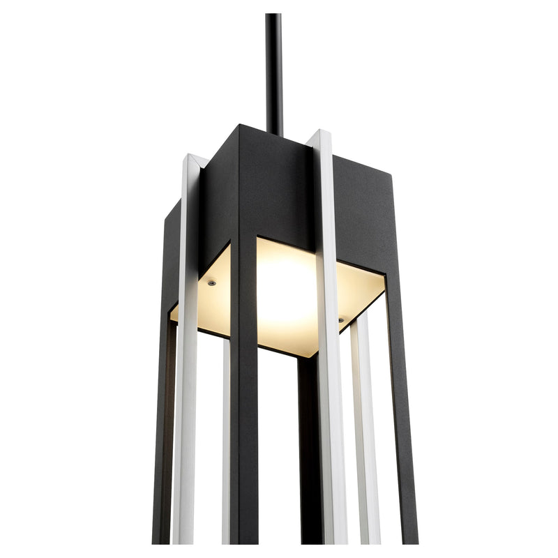 Al Fresco 18" LED Outdoor Pendant in Textured Black / Brushed Aluminum
