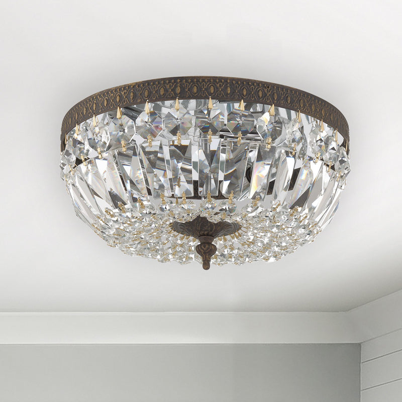 Waltham 3 Light 12" Flush Mount in English Bronze in a room setting