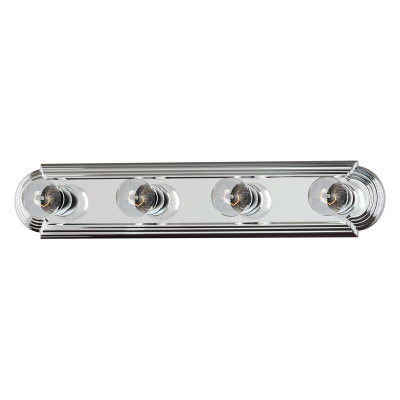 Essentials 4 Light Racetrack Bath Vanity Light in Polished Chrome