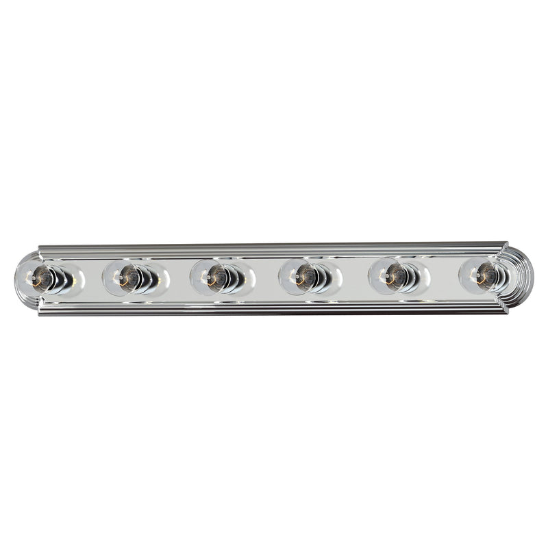 Essentials 6 Light Racetrack Bath Vanity Light in Polished Chrome