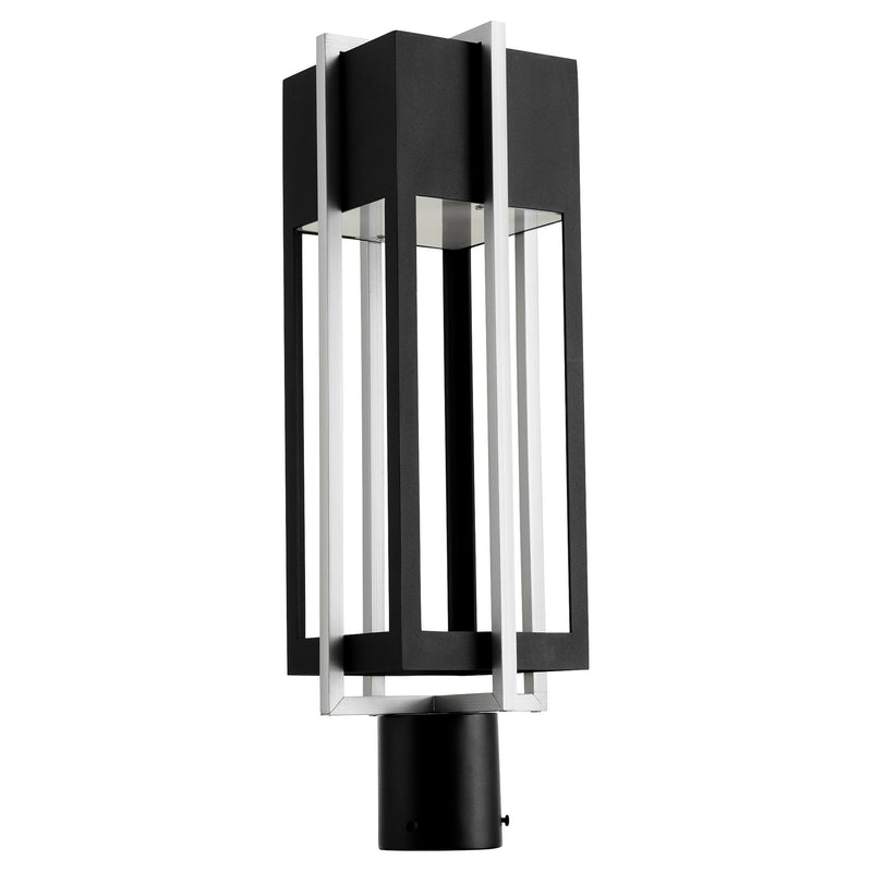 Al Fresco 22" LED Outdoor Post Light in Textured Black / Brushed Aluminum