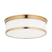 Geneva 3-Light Flush Mount in Aged Brass