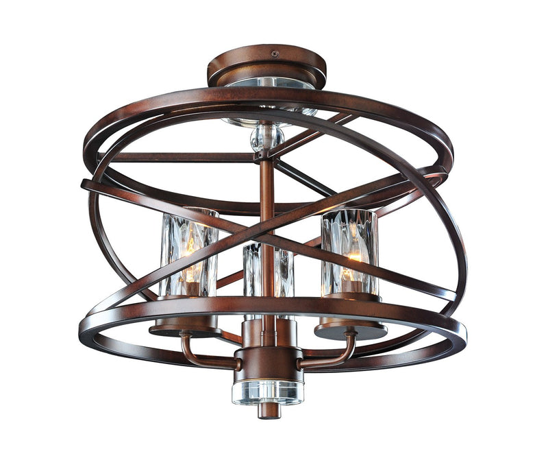 Eternity 3-Light Semi-Flush Mount in Etruscan Bronze