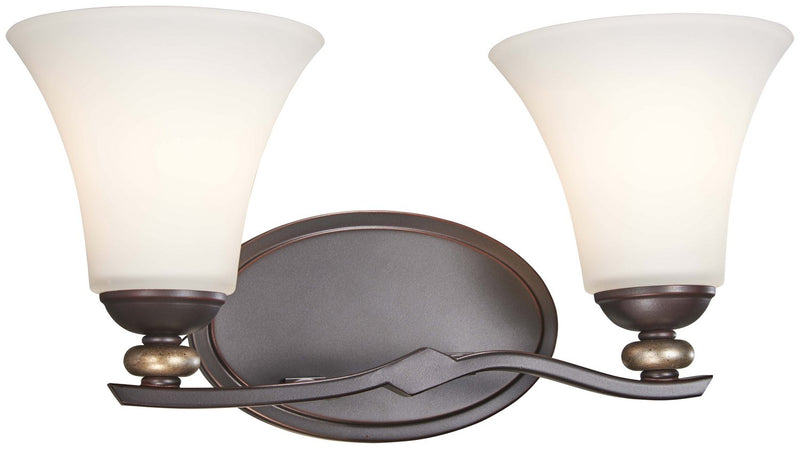 Shadowglen 2-Light Bath Vanity Light in Lathan Bronze w/Gold Highlights