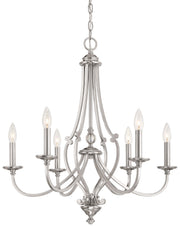 Savannah Row 6-Light Chandelier in Brushed Nickel & Clear Glass - Lamps Expo