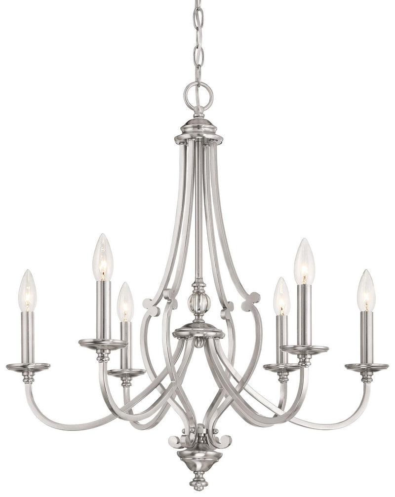 Savannah Row 6-Light Chandelier in Brushed Nickel