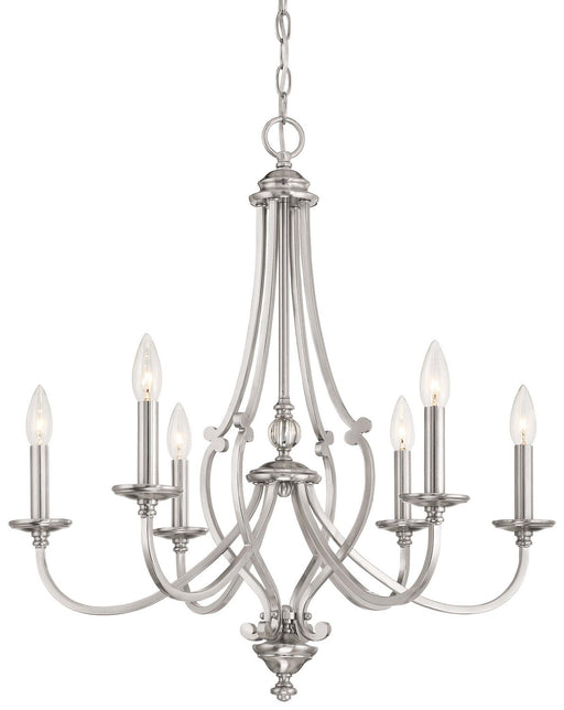 Savannah Row 6-Light Chandelier in Brushed Nickel