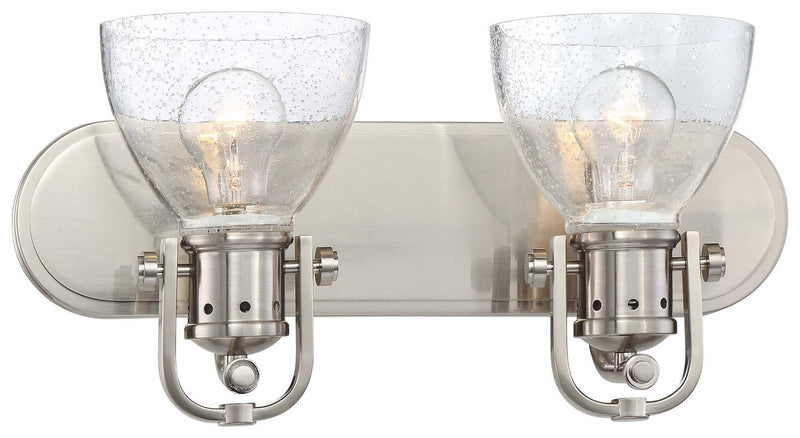 2-Light Seeded Glass Bath Vanity Light 16" in Brushed Nickel