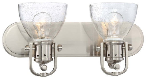 2-Light Seeded Glass Bath Vanity Light 16" in Brushed Nickel