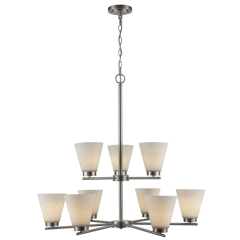Fifer 9-Light 33" Chandelier in Brushed Nickel