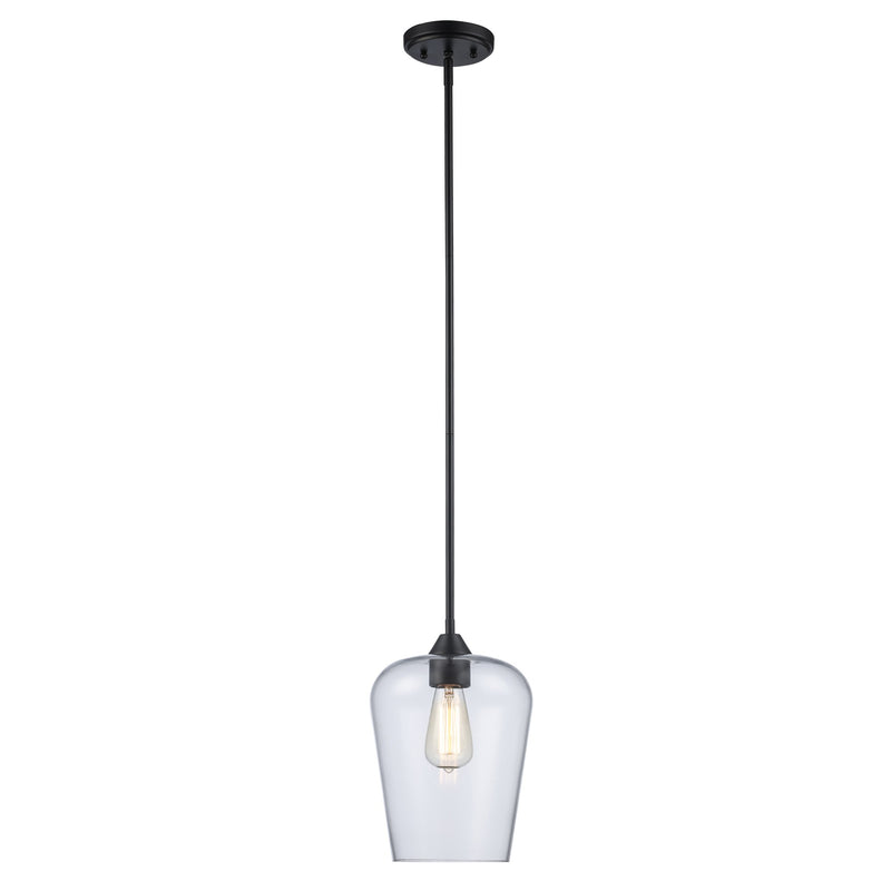 Kieran 1-Light 8" Mini Pendant in Black