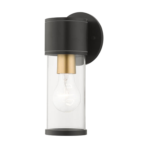 Atlantic Small Outdoor ADA Wall Lantern in Bronze with Antique Gold Finish Accents