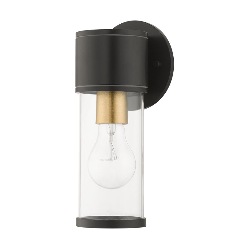 Atlantic Small Outdoor ADA Wall Lantern in Bronze with Antique Gold Finish Accents