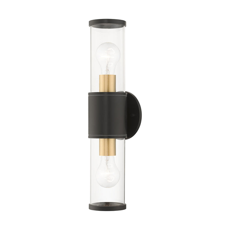 Atlantic 2-Light Large Outdoor ADA Wall Lantern in Bronze with Antique Gold Finish Accents