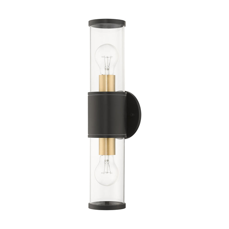 Atlantic 2-Light Large Outdoor ADA Wall Lantern in Bronze with Antique Gold Finish Accents