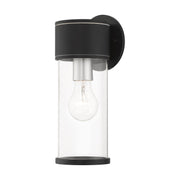 Atlantic Medium Outdoor Wall Lantern in Textured Black with Antique Silver Finish Accents