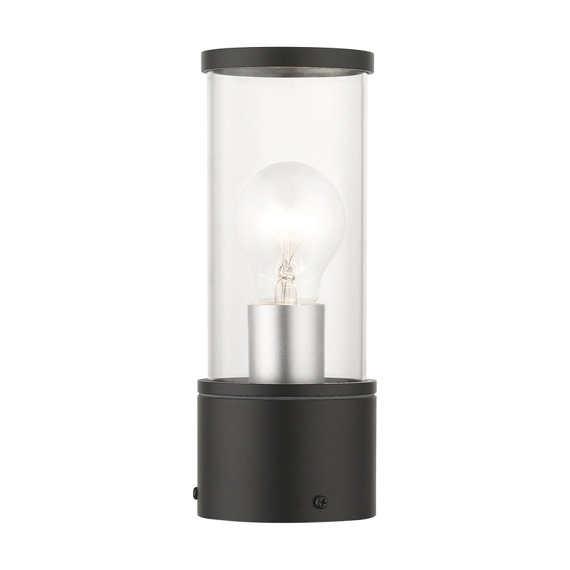Atlantic Small Outdoor Post Light in Textured Black with Antique Silver Finish Accents