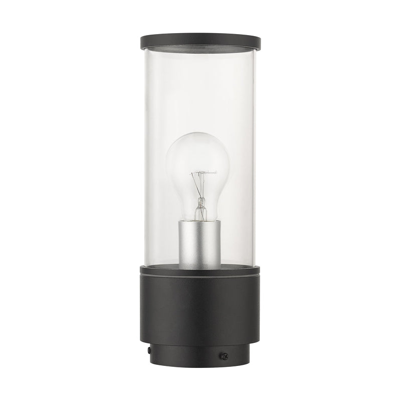 Atlantic Medium Outdoor Post Light in Textured Black with Antique Silver Finish Accents