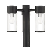 Atlantic 3-Light Extra Large Outdoor Post Light in Textured Black with Antique Silver Finish Accents