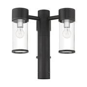 Atlantic 3-Light Extra Large Outdoor Post Light in Textured Black with Antique Silver Finish Accents