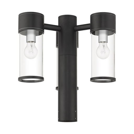 Atlantic 3-Light Extra Large Outdoor Post Light in Textured Black with Antique Silver Finish Accents