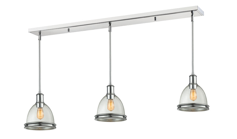 Mason 3 Light 50" Linear Pendant, Glass Shades in Chrome