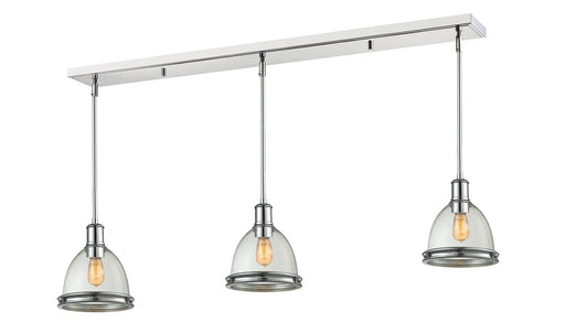 Mason 3 Light 50" Linear Pendant, Glass Shades in Chrome