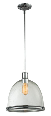 Mason 1 Light 13" Pendant, Glass & Metal Shades in Clear Seedy Glass