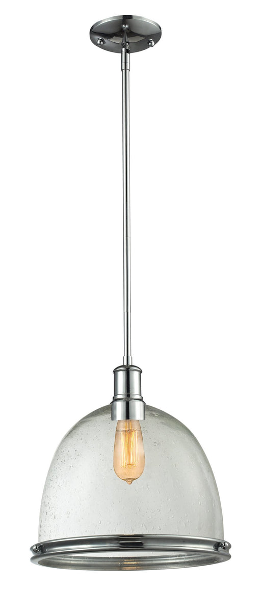 Mason 1 Light 13" Pendant, Glass & Metal Shades in Clear Seedy Glass