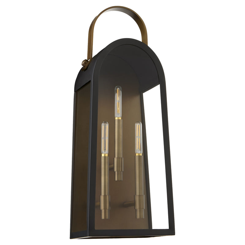 Rossi 25" Outdoor Wall Lantern in Matte Black / Aged Copper