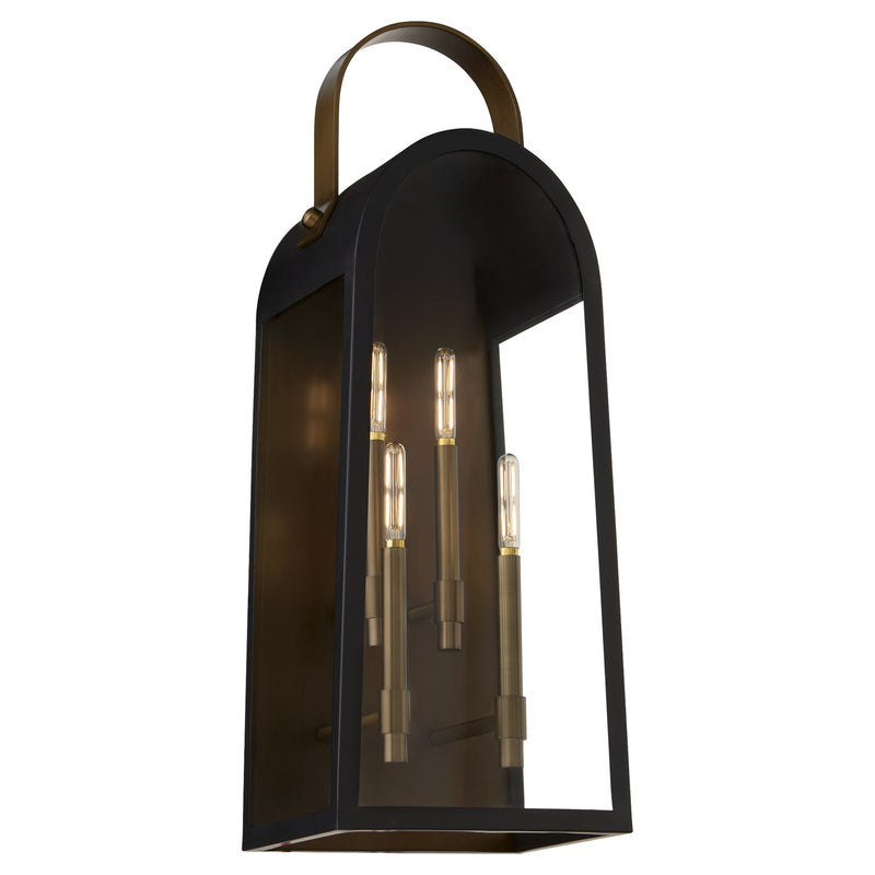 Rossi 30" Outdoor Wall Lantern in Matte Black / Aged Copper