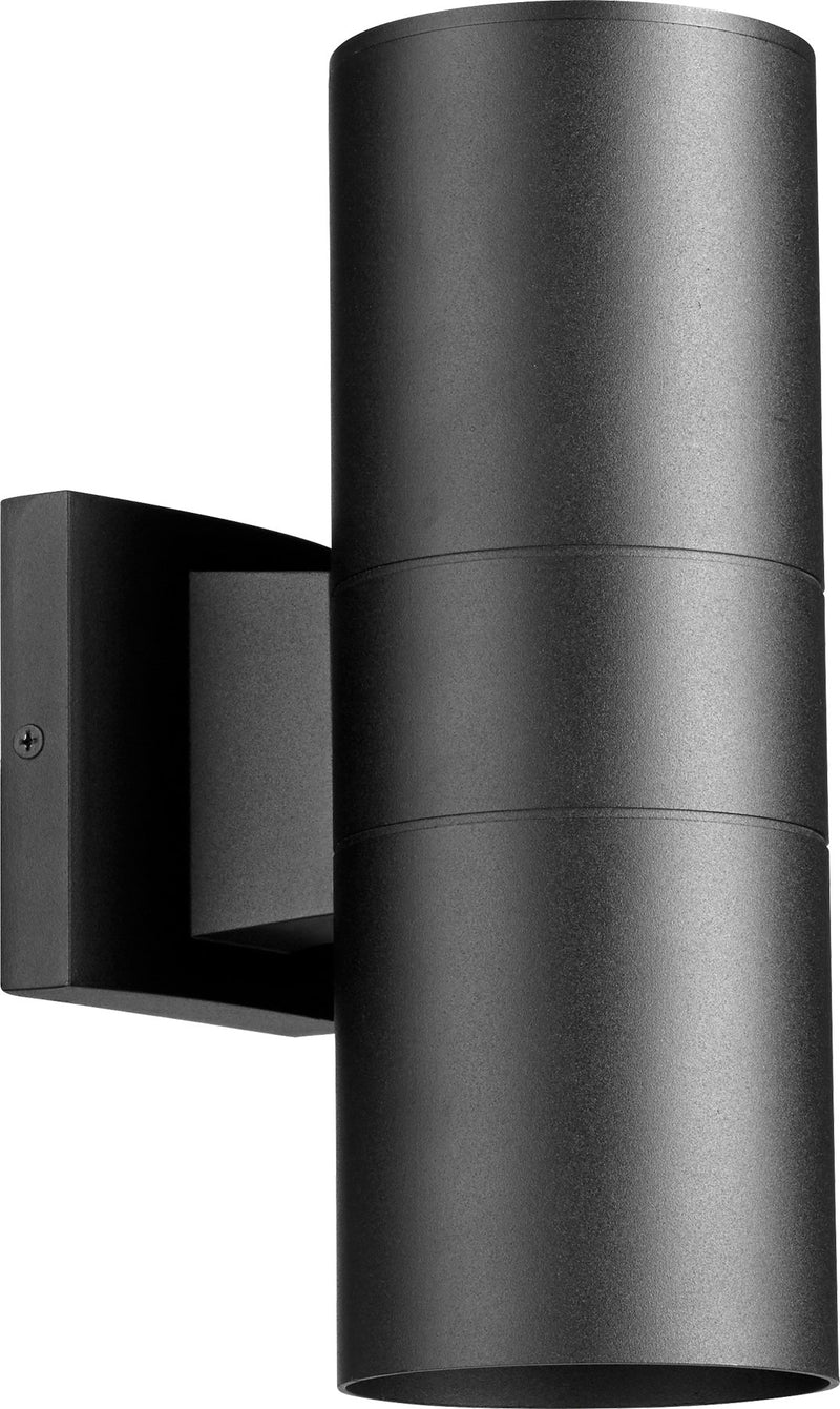 Cylinder 2 Light Outdoor Wall Light in Textured Black