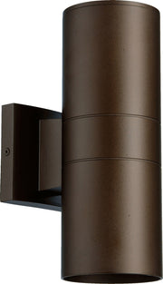 Cylinder 2 Light Outdoor Wall Light in Oiled Bronze