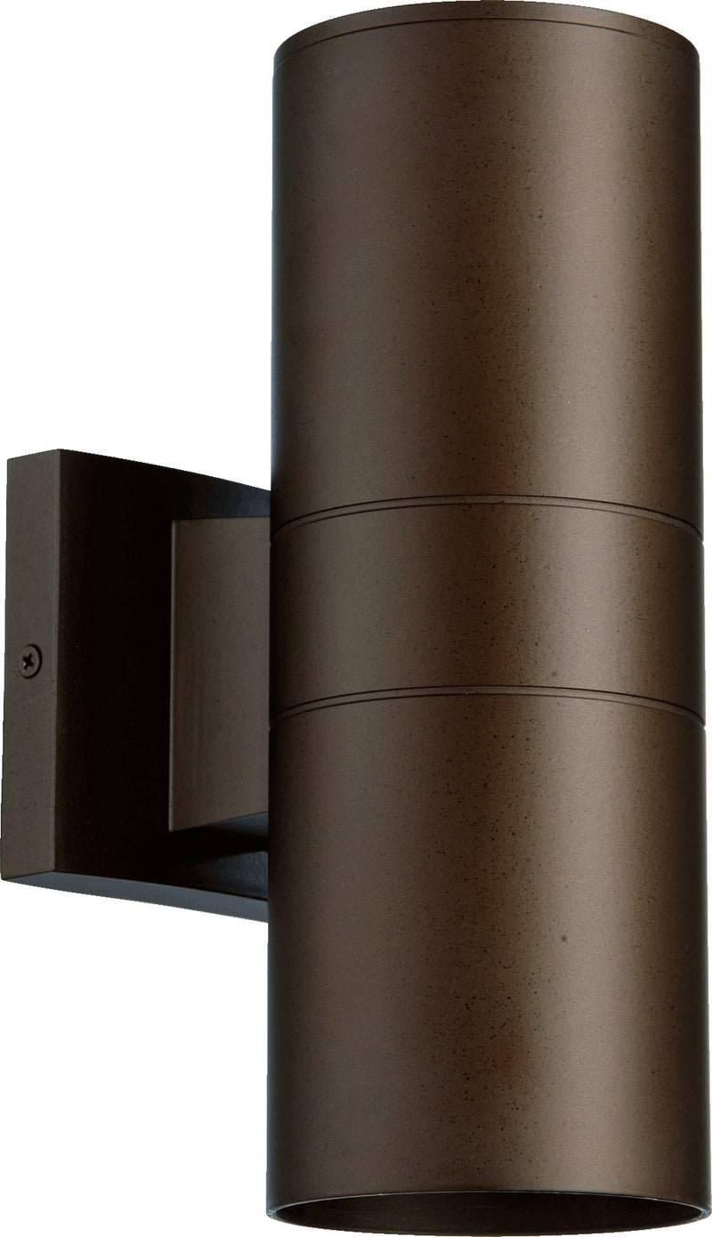 Cylinder 2 Light Outdoor Wall Light in Oiled Bronze