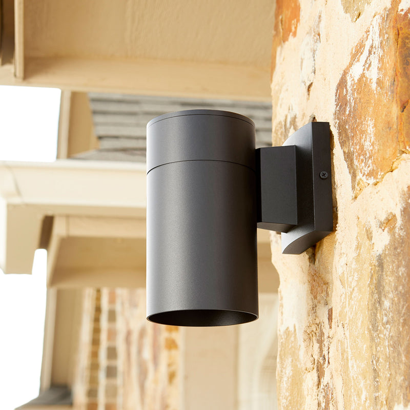 Cylinder 8" 1 Light Outdoor Wall Light in Textured Black