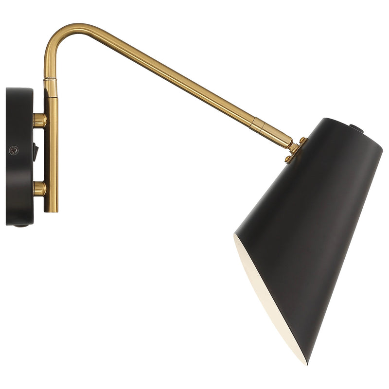 Barsa LED Reading Light in Black W/antique Brushed Brass