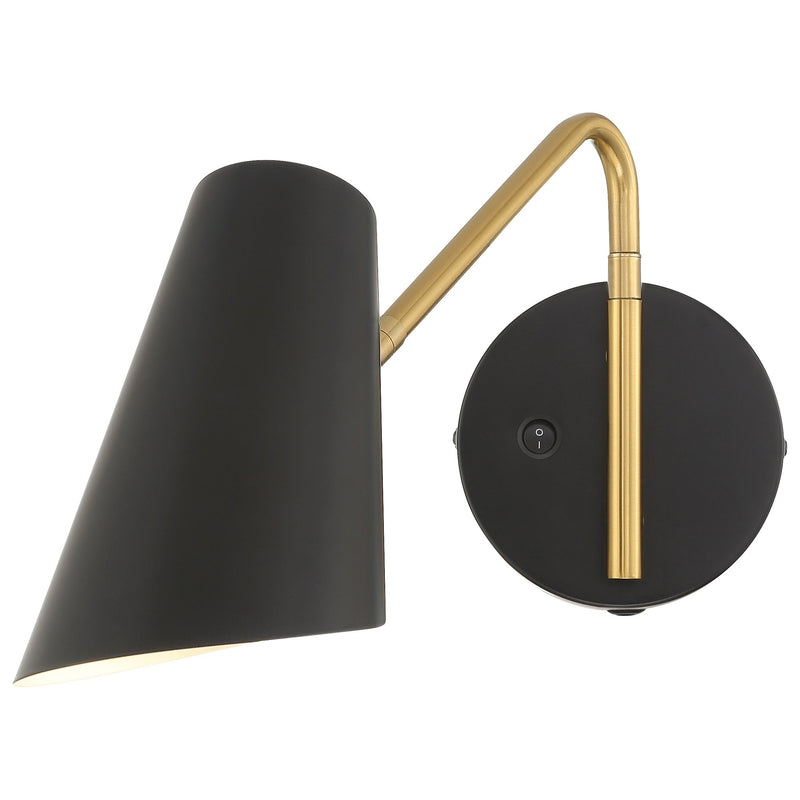 Barsa LED Reading Light in Black W/antique Brushed Brass