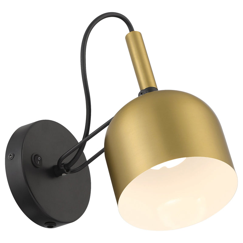 Porto LED Reading Light in Antique Brushed Brass W/black