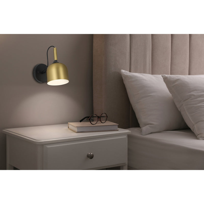 Porto LED Reading Light in Antique Brushed Brass W/black