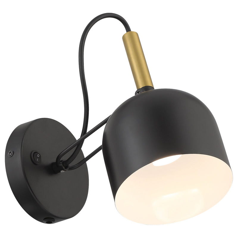 Porto LED Reading Light in Black W/antique Brushed Brass