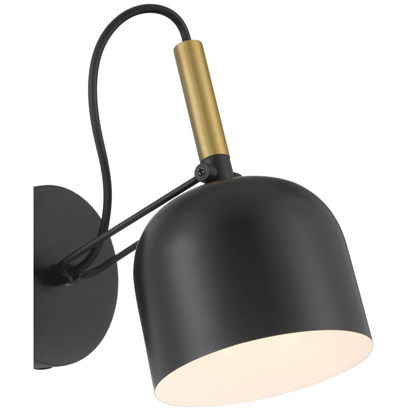 Porto LED Reading Light in Black W/antique Brushed Brass