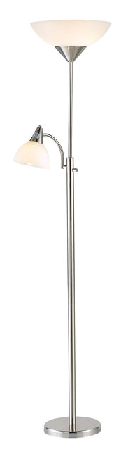 Piedmont 2-Light Torchiere Floor Lamp in Brushed Steel