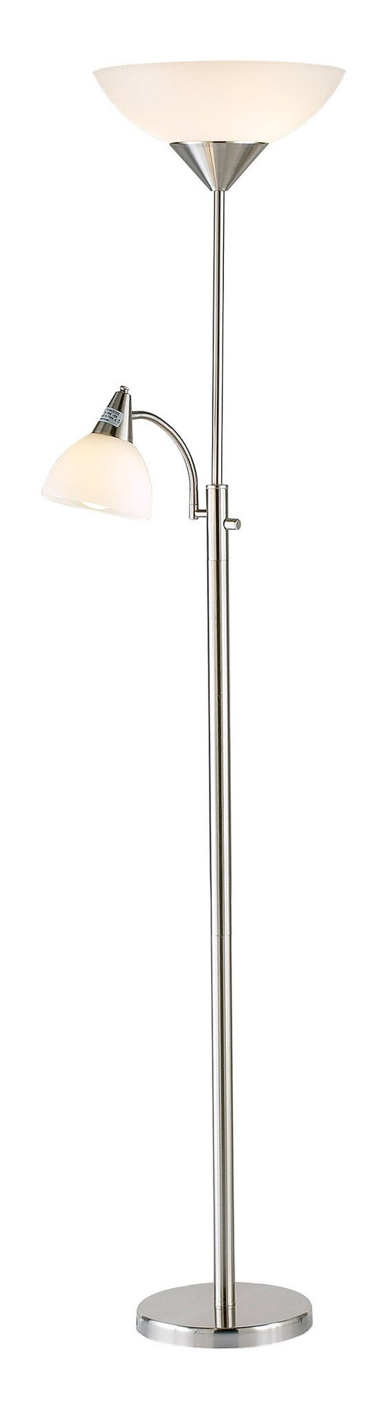 Piedmont 2-Light Torchiere Floor Lamp in Brushed Steel