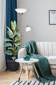 Piedmont 2-Light Torchiere Floor Lamp in Brushed Steel