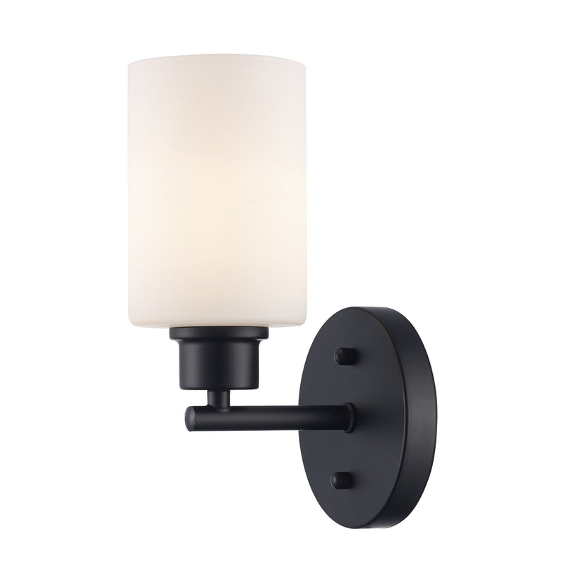 Kai 1-Light 10.25" Bath Sconce in Black / Frosted